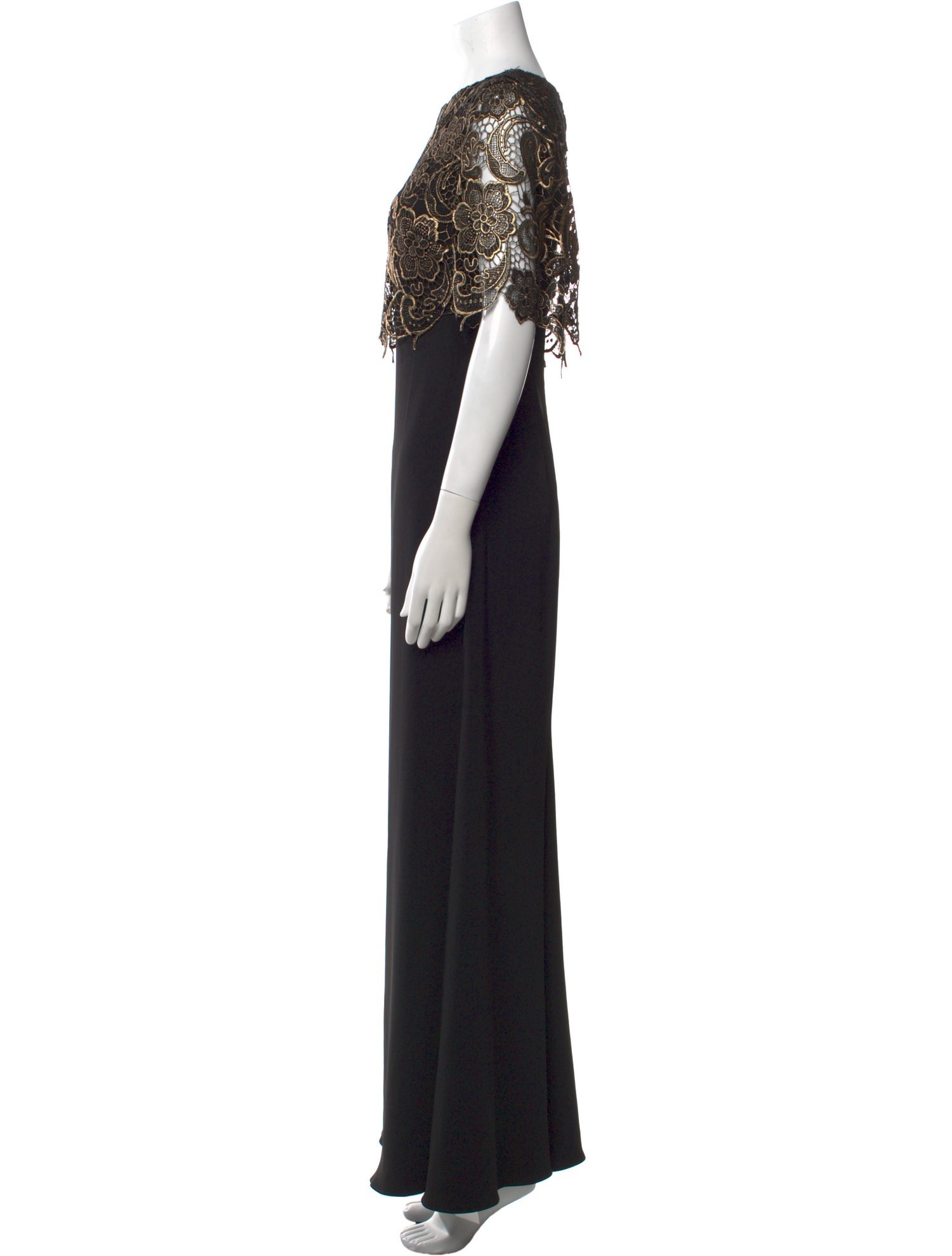 Badgley Mischka Bateau Neckline Long Dress