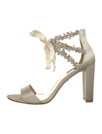 Badgley Mischka Satin Crystal Embellishments Sandals