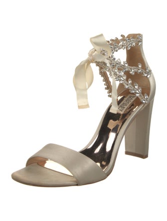 Badgley Mischka Satin Crystal Embellishments Sandals