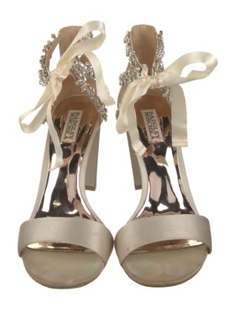 Badgley Mischka Satin Crystal Embellishments Sandals