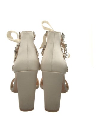 Badgley Mischka Satin Crystal Embellishments Sandals