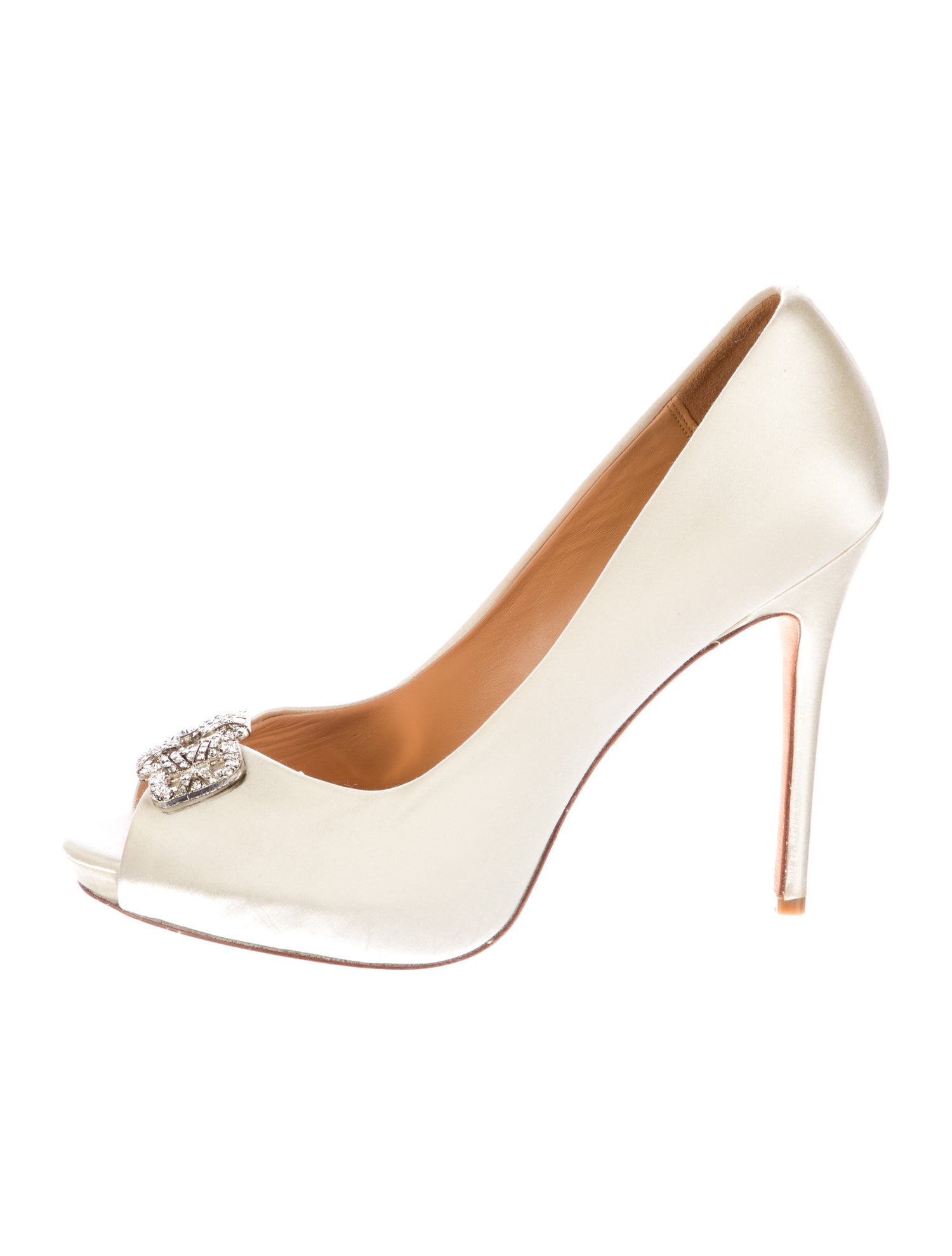 Badgley Mischka Satin Crystal Embellishments Sandals