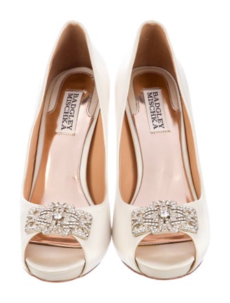 Badgley Mischka Satin Crystal Embellishments Sandals