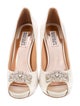 Badgley Mischka Satin Crystal Embellishments Sandals