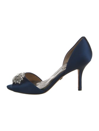 Badgley Mischka Satin Crystal Embellishments D'Orsay Pumps