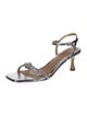 Badgley Mischka Leather Crystal Embellishments Sandals