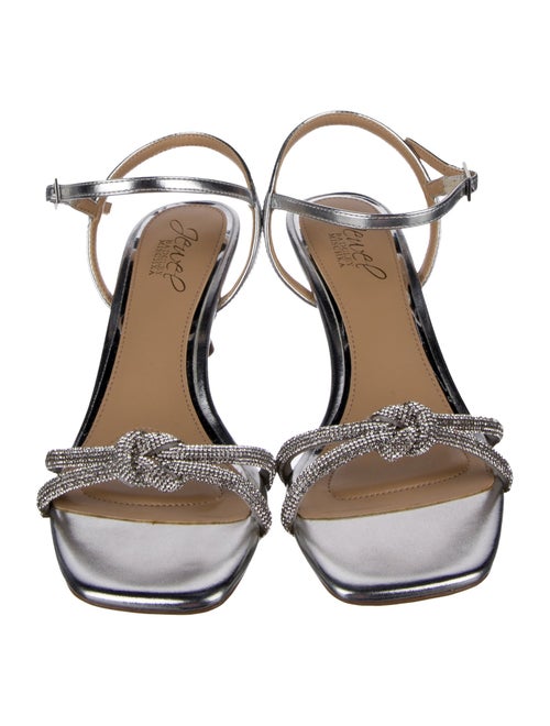 Badgley Mischka Leather Crystal Embellishments Sandals