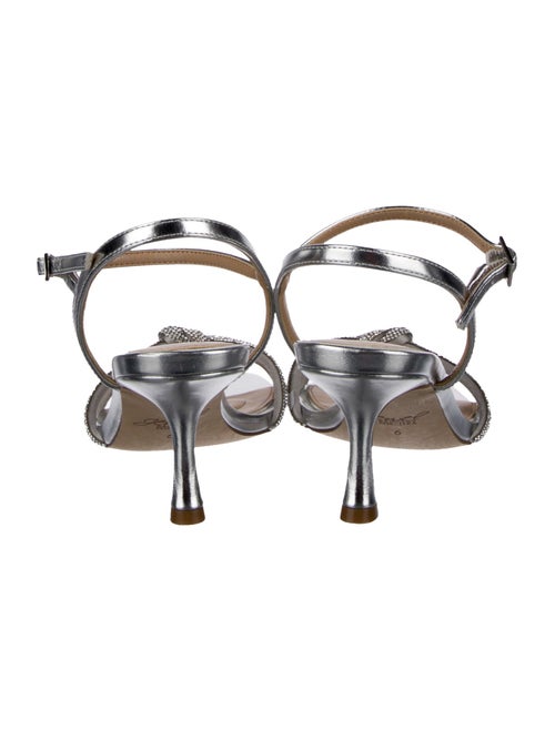 Badgley Mischka Leather Crystal Embellishments Sandals