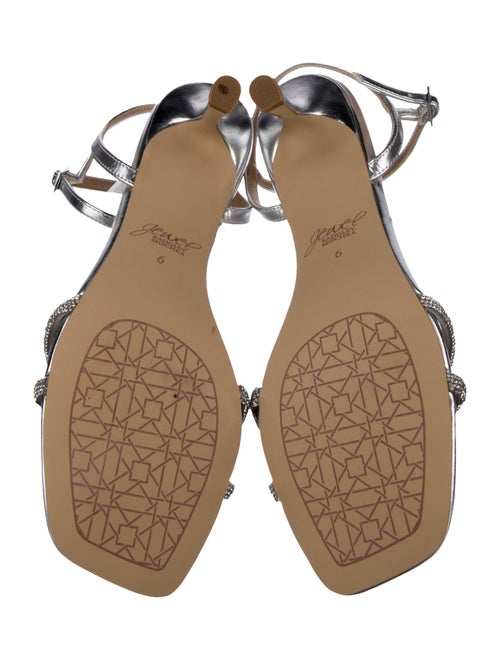 Badgley Mischka Leather Crystal Embellishments Sandals