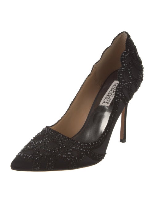 Badgley Mischka Satin Crystal Embellishments Pumps