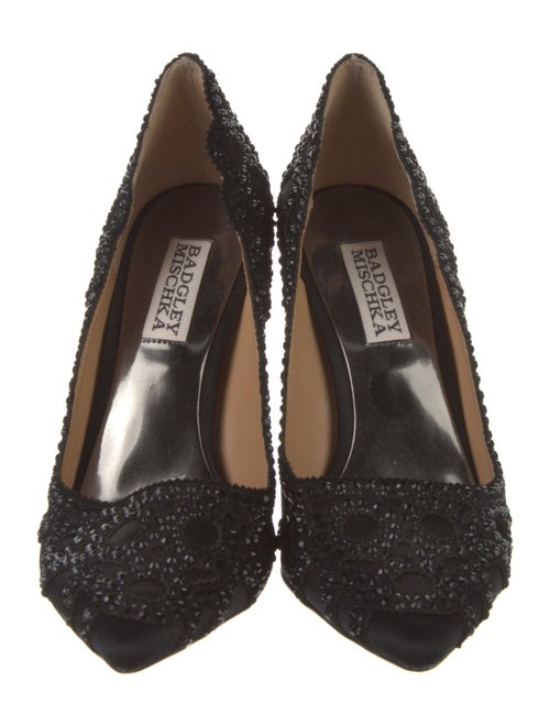 Badgley Mischka Satin Crystal Embellishments Pumps