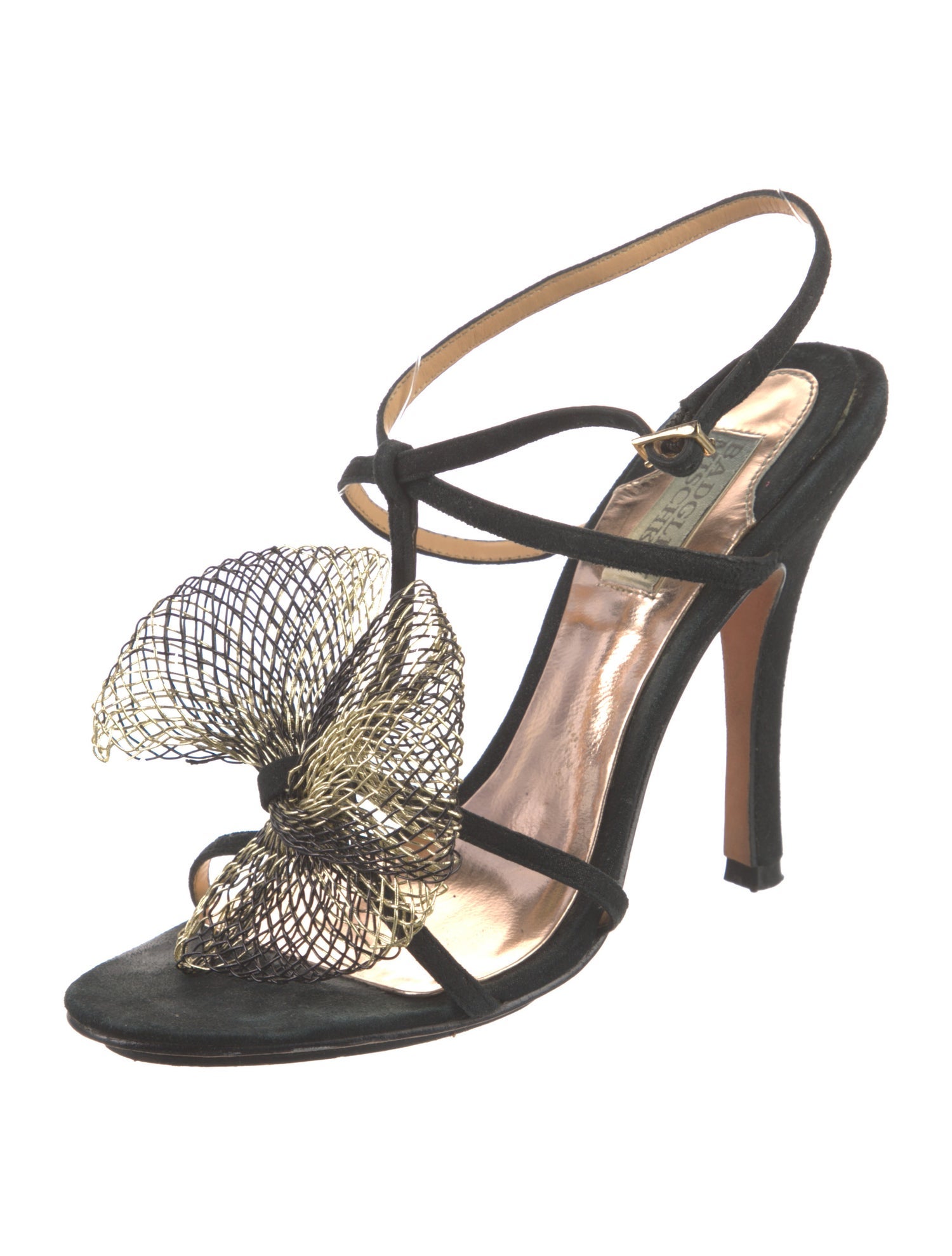 Badgley Mischka Suede Bow Accents T-Strap Sandals