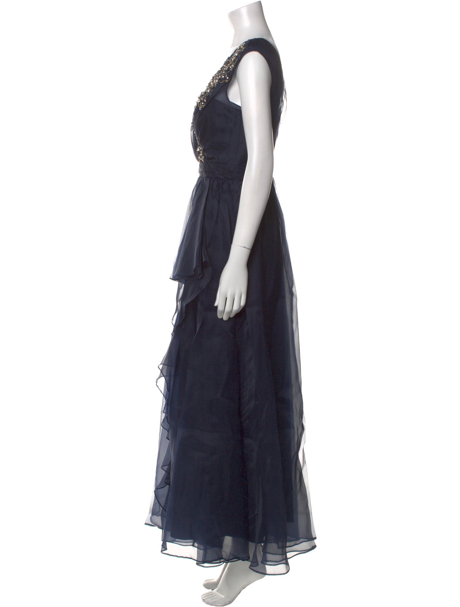Badgley Mischka V-Neck Long Dress