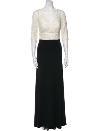 Badgley Mischka Lace Pattern Long Dress