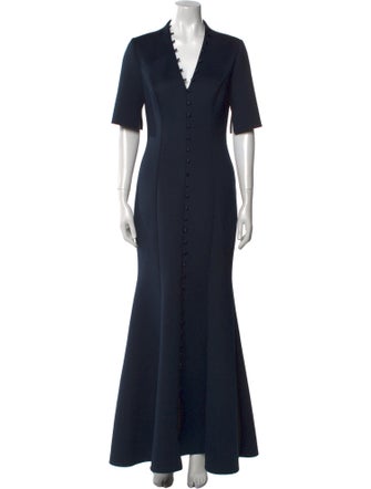 Badgley Mischka V-Neck Long Dress