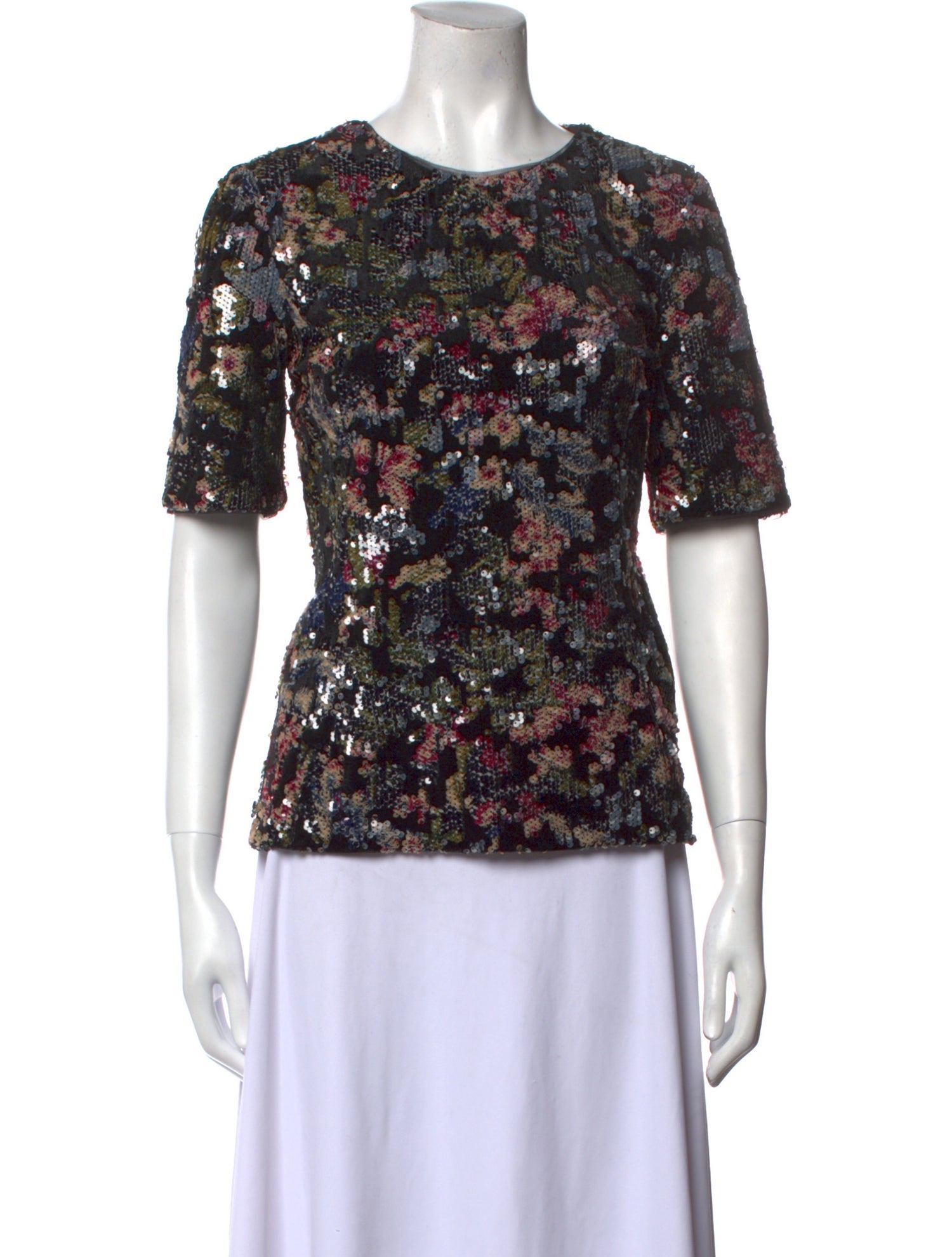 Badgley Mischka Floral Print Crew Neck T-Shirt