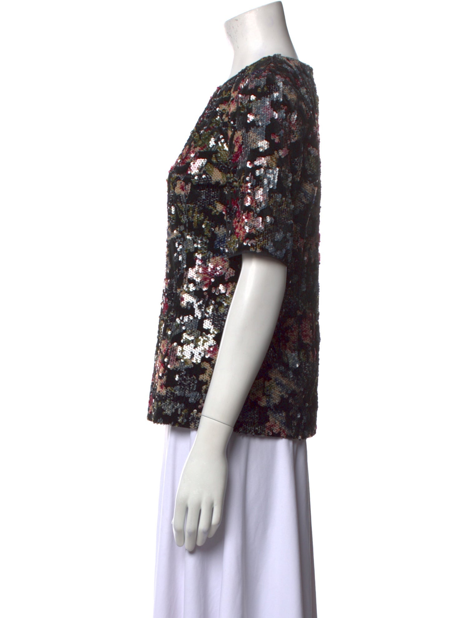 Badgley Mischka Floral Print Crew Neck T-Shirt