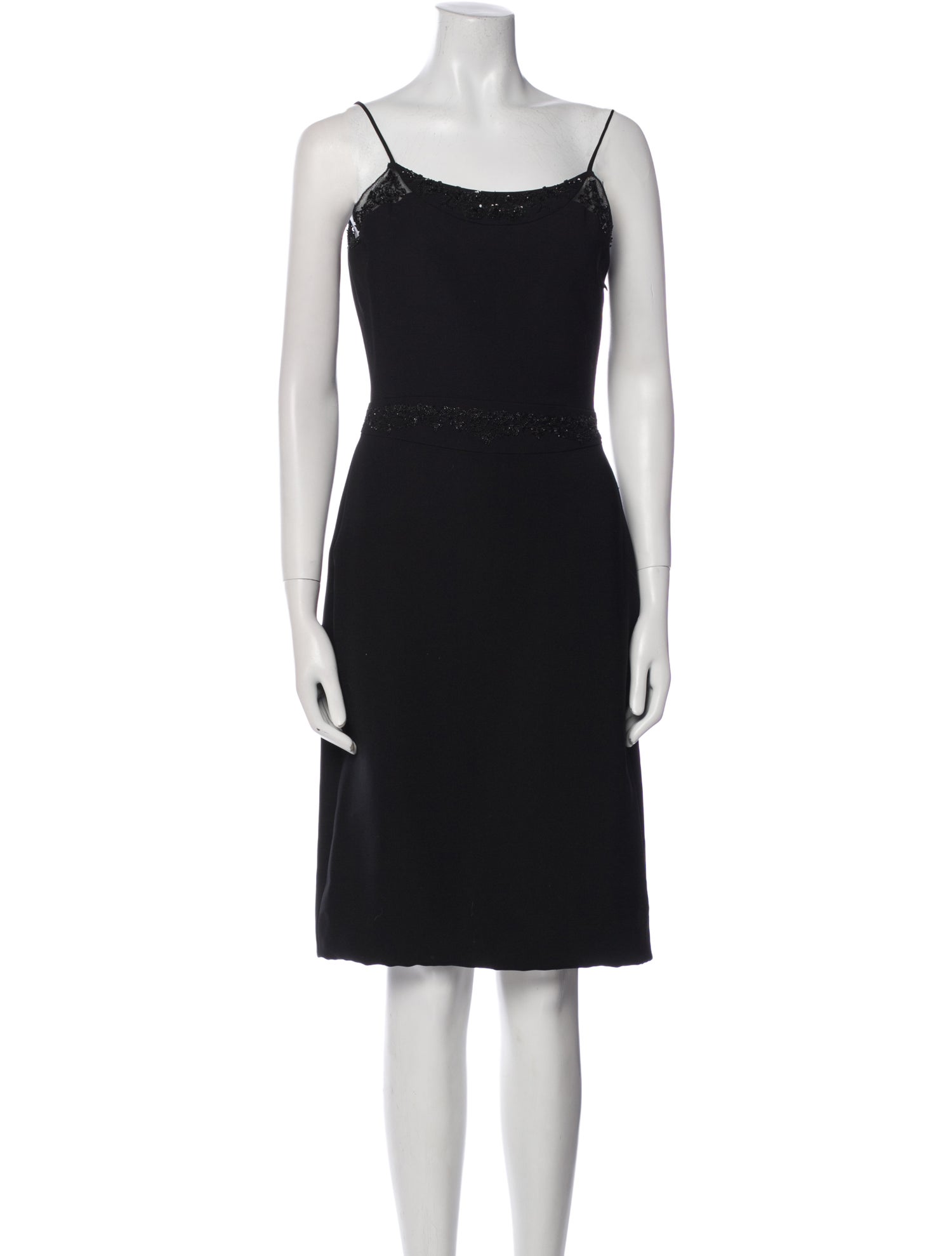Badgley Mischka Square Neckline Knee-Length Dress