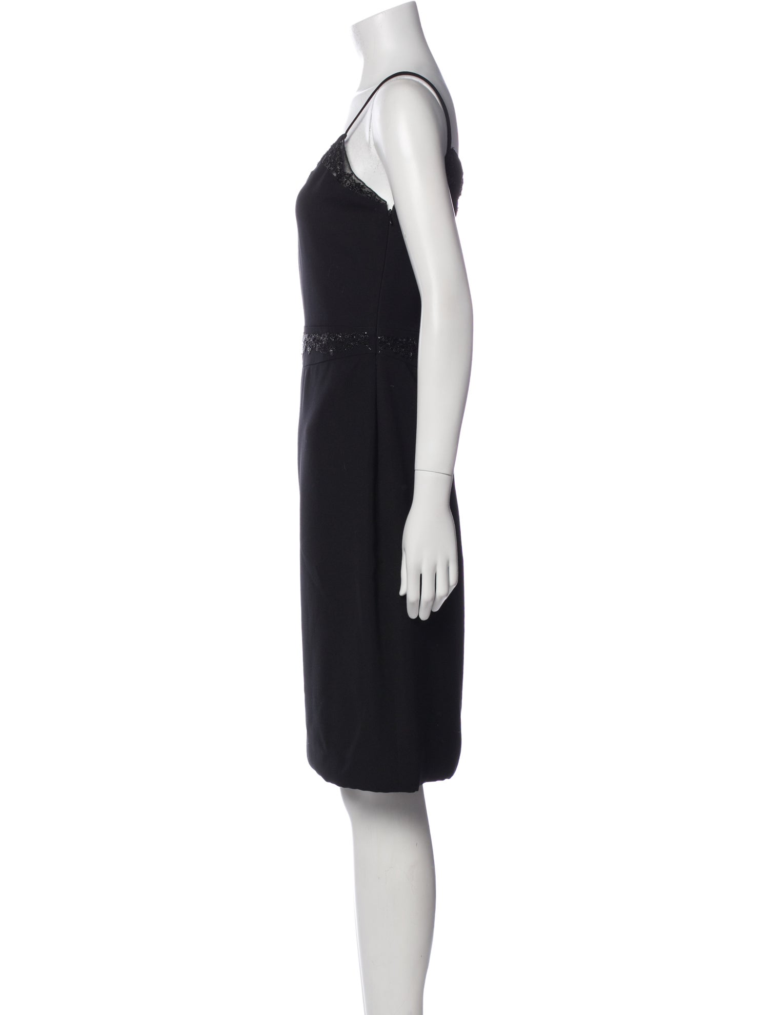 Badgley Mischka Square Neckline Knee-Length Dress