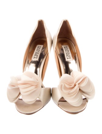 Badgley Mischka Satin Ruffle Embellishment Sandals