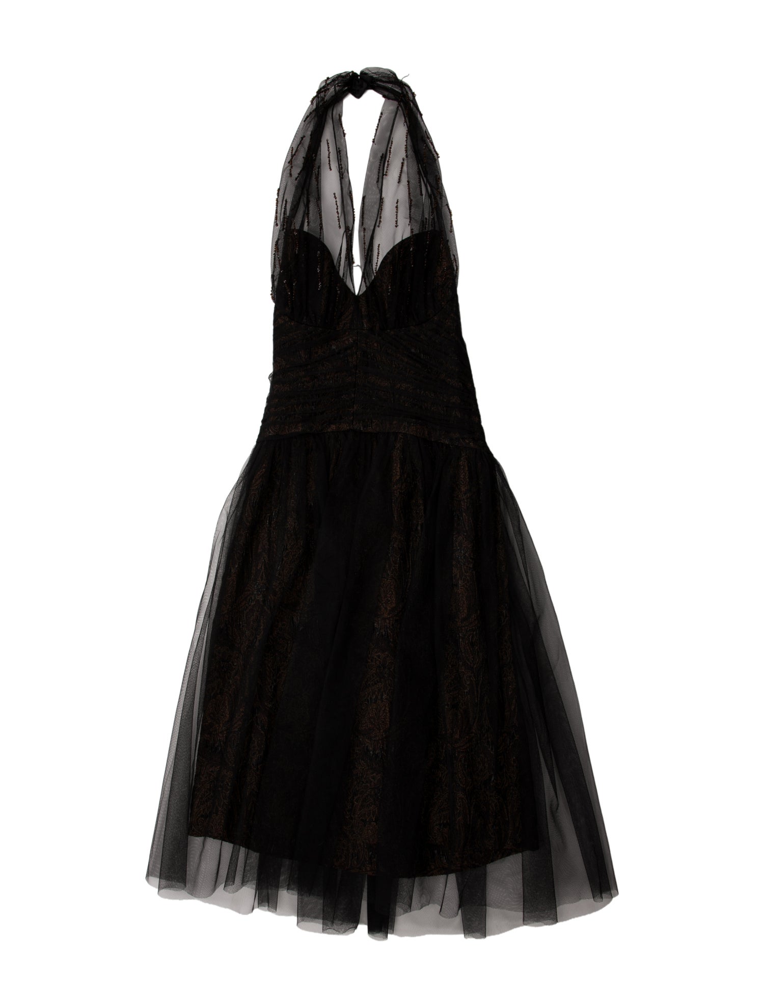 Badgley Mischka Halterneck Knee-Length Dress