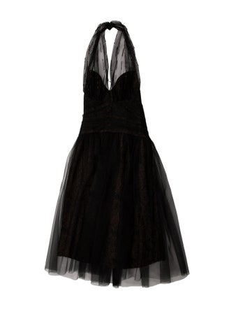 Badgley Mischka Halterneck Knee-Length Dress