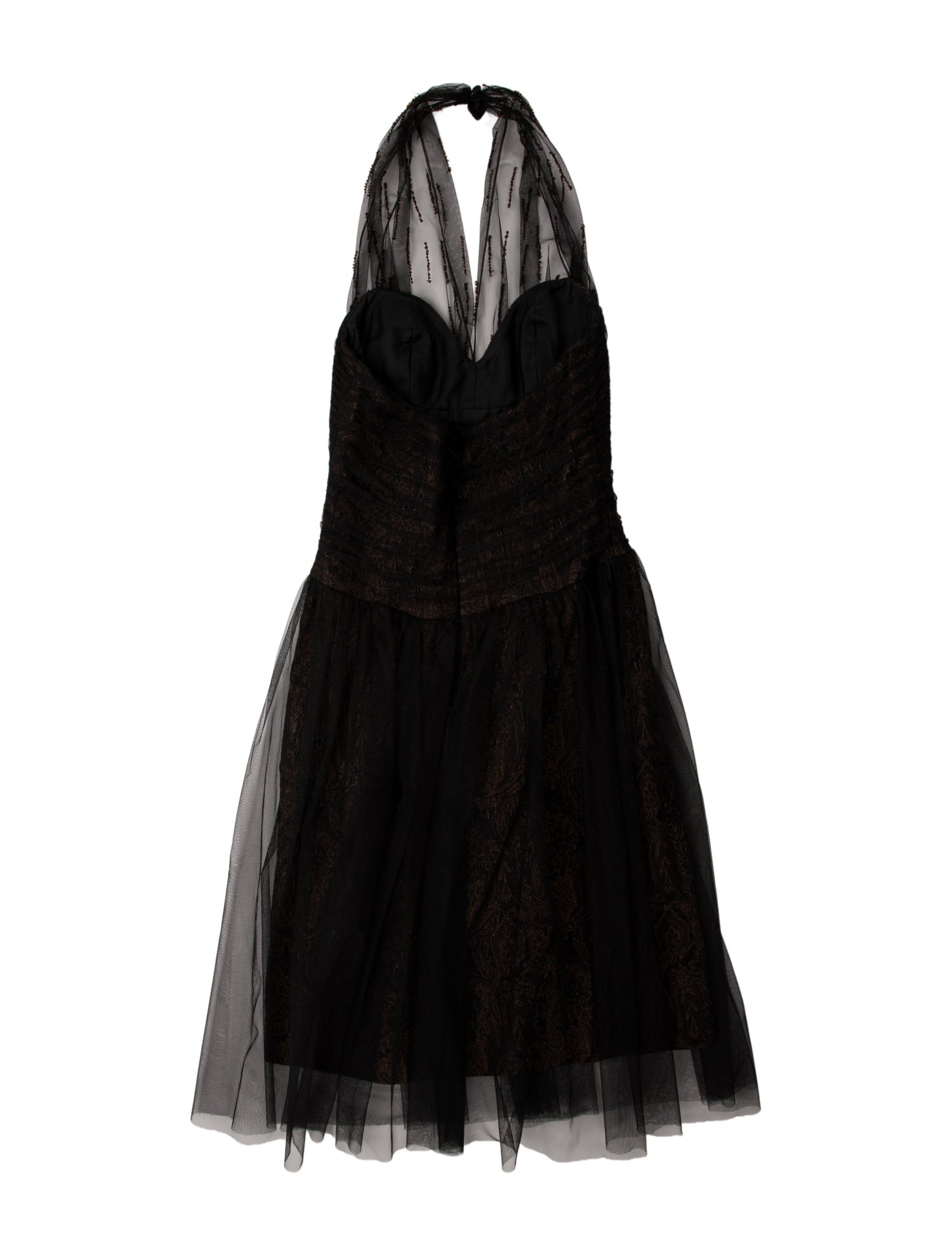 Badgley Mischka Halterneck Knee-Length Dress