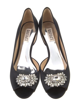 Badgley Mischka Satin Crystal Embellishments Slingback Sandals