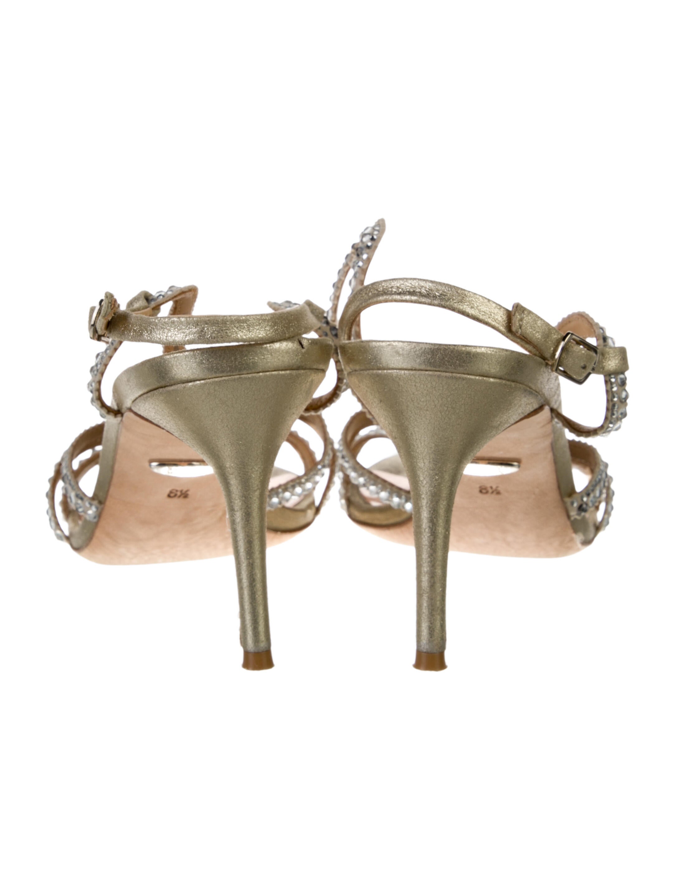 Badgley Mischka Satin Crystal Embellishments Slingback Sandals