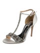 Badgley Mischka Satin Animal Print T-Strap Sandals