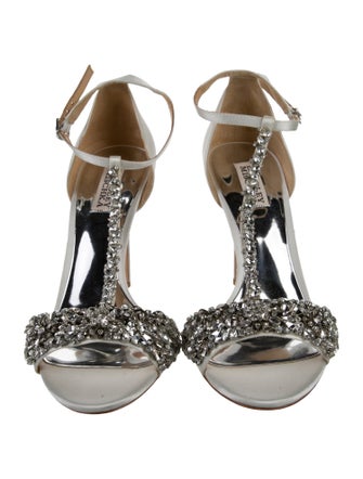 Badgley Mischka Satin Animal Print T-Strap Sandals