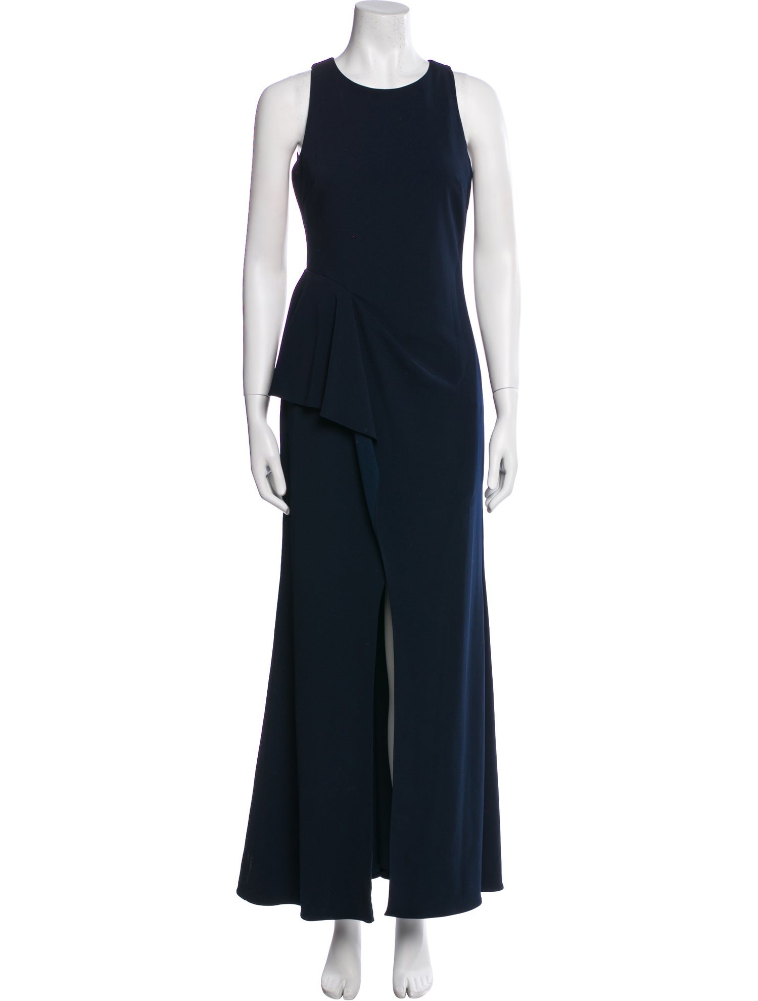 Badgley Mischka Crew Neck Long Dress