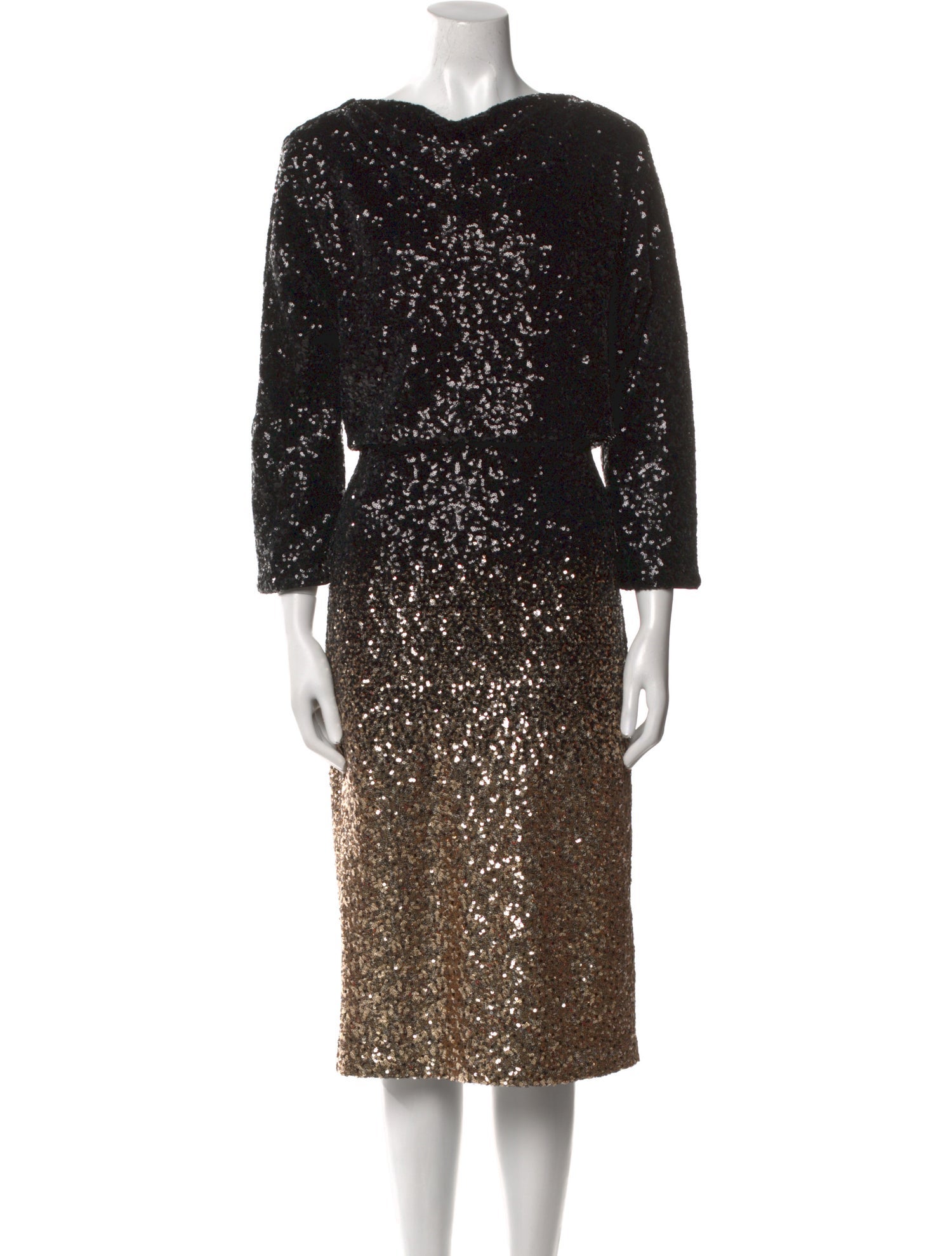 Badgley Mischka Cowl Neck Midi Length Dress