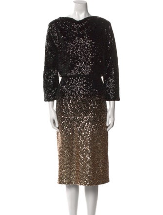 Badgley Mischka Cowl Neck Midi Length Dress