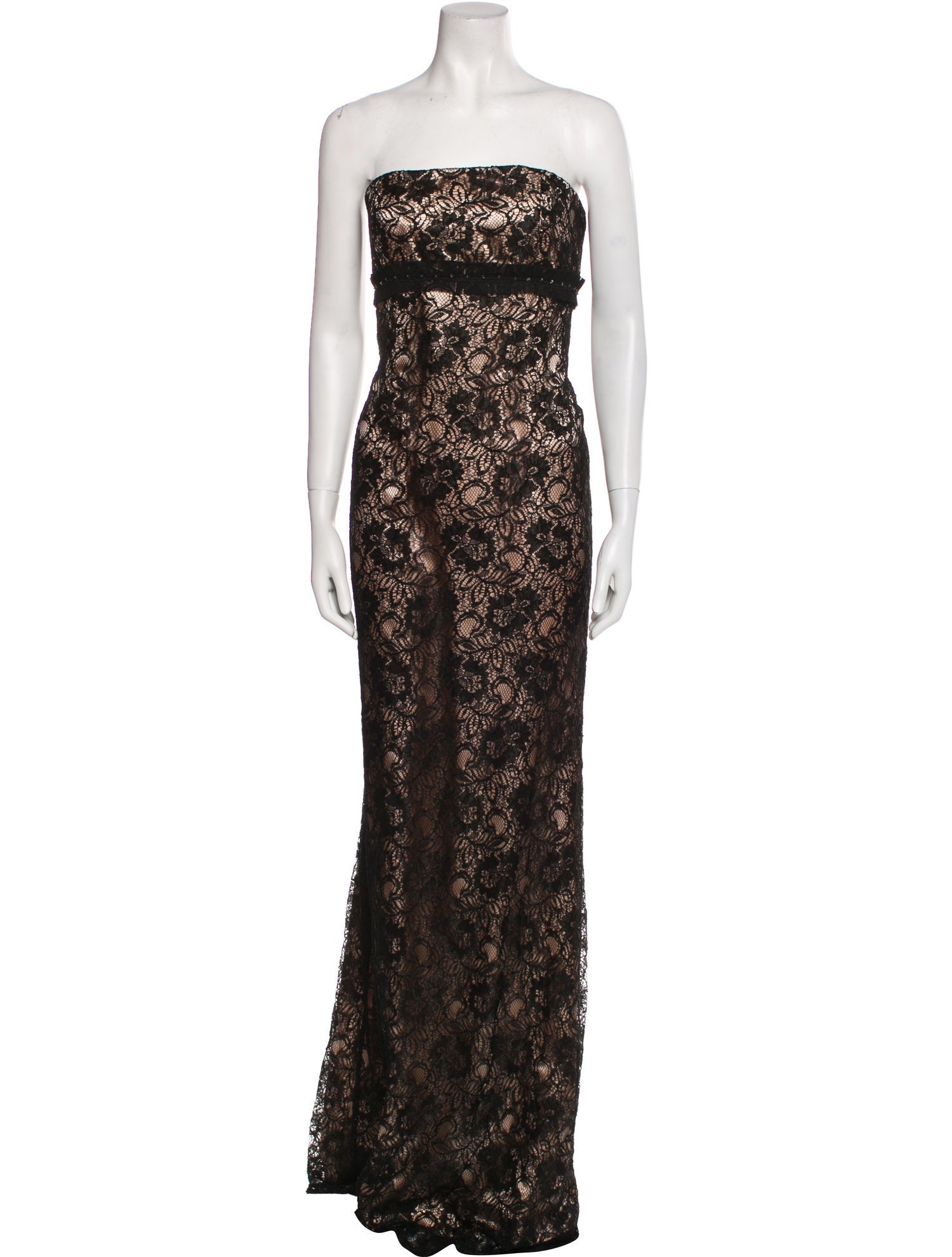 Badgley Mischka Lace Pattern Long Dress