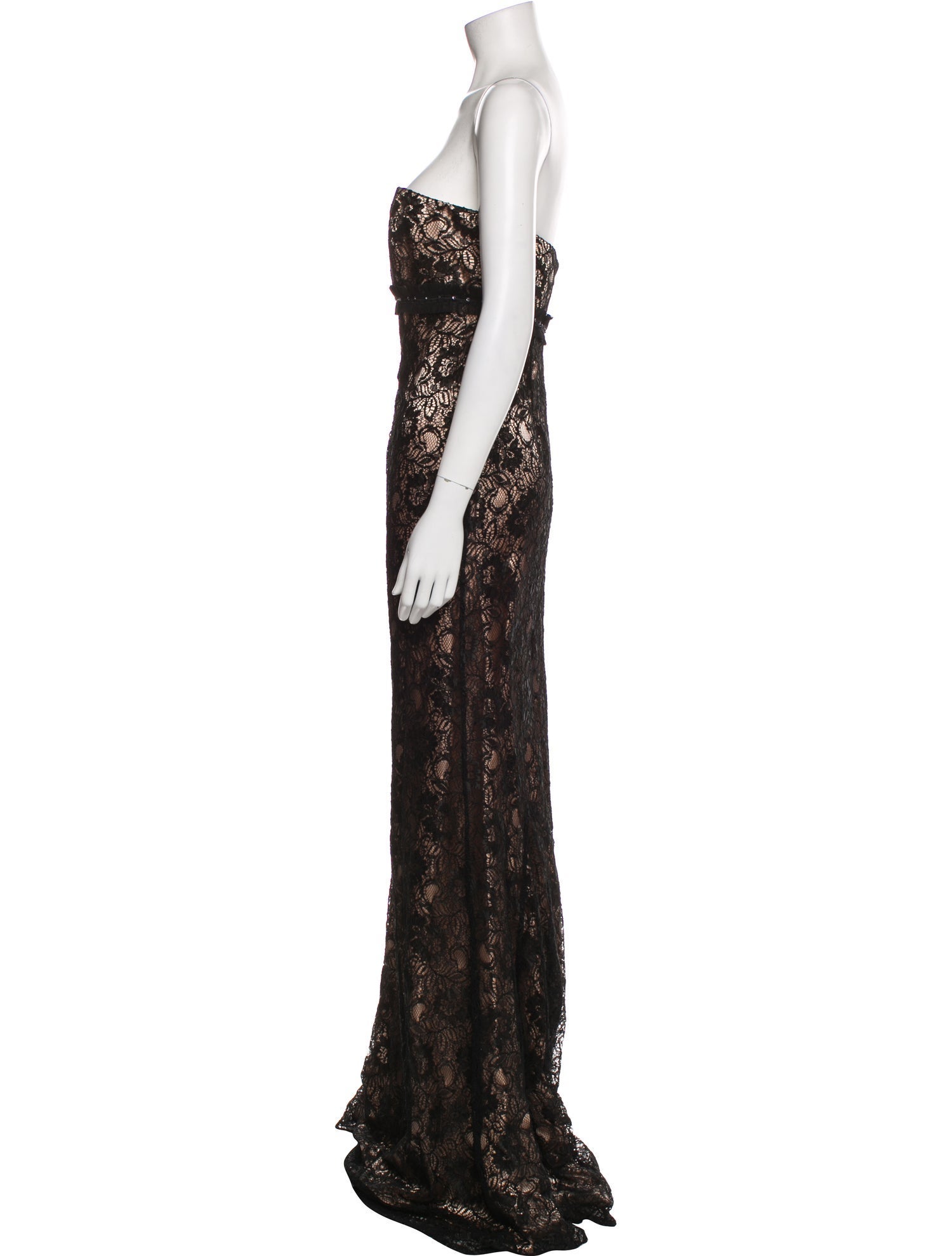 Badgley Mischka Lace Pattern Long Dress