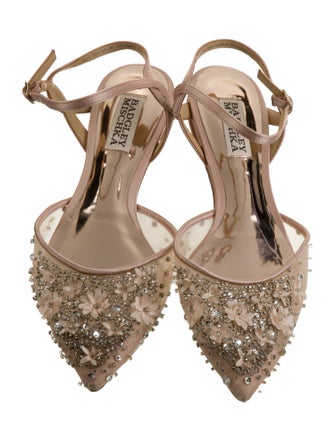 Badgley Mischka Mesh Floral Print Slingback Flats