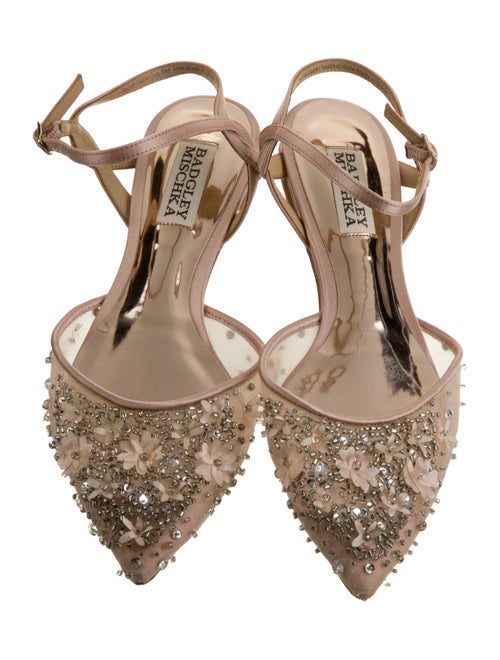 Badgley Mischka Mesh Floral Print Slingback Flats