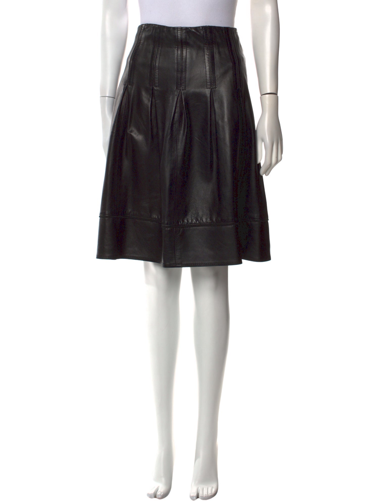 Badgley Mischka Leather Knee-Length Skirt