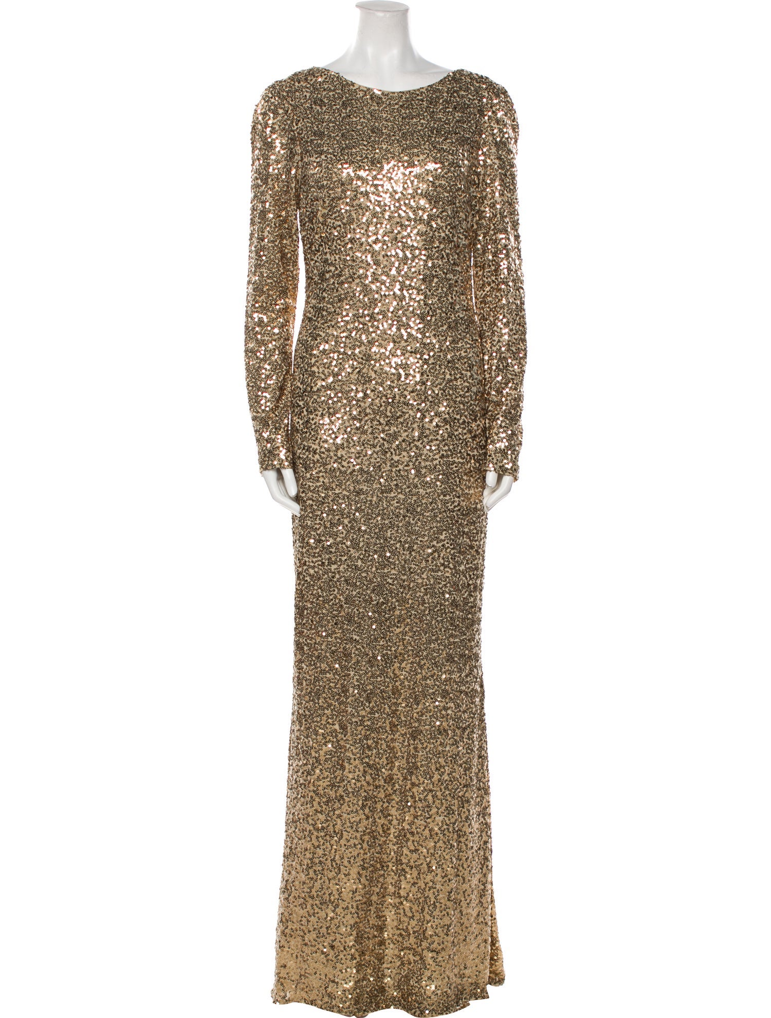 Badgley Mischka Bateau Neckline Long Dress