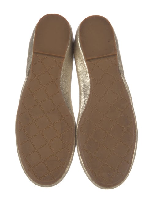 Badgley Mischka Leather Crystal Embellishments Ballet Flats