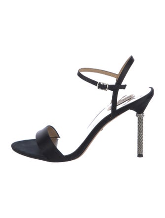 Badgley Mischka Satin Crystal Embellishments Sandals