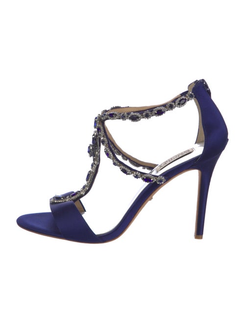 Badgley Mischka Satin Crystal Embellishments T-Strap Sandals