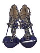 Badgley Mischka Satin Crystal Embellishments T-Strap Sandals