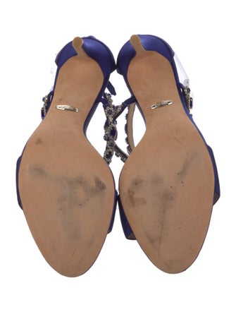 Badgley Mischka Satin Crystal Embellishments T-Strap Sandals