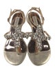 Badgley Mischka Leather Animal Print T-Strap Sandals