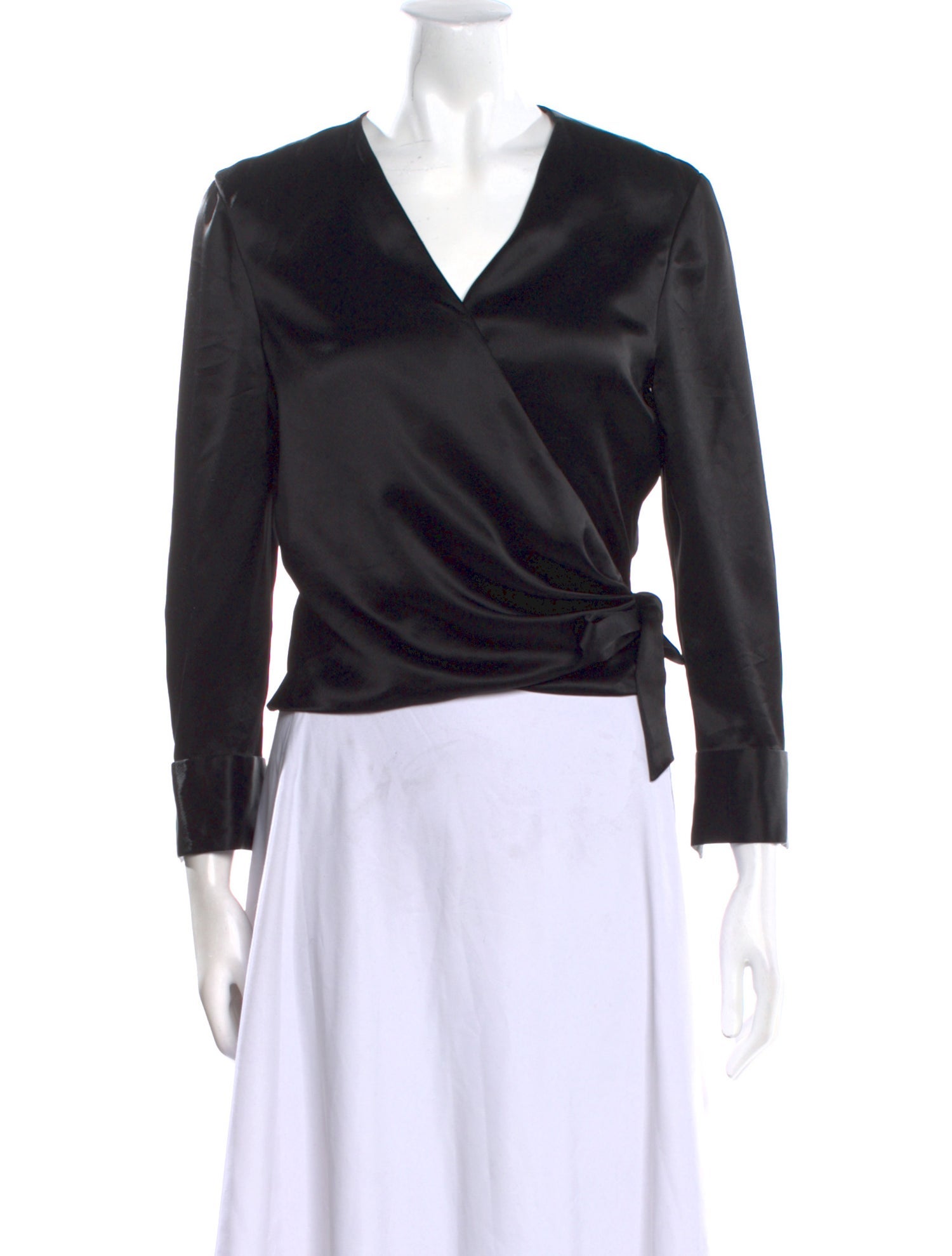 Badgley Mischka V-Neck Three-Quarter Sleeve Crop Top