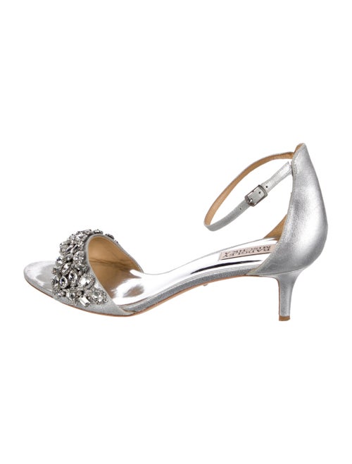 Badgley Mischka Satin Crystal Embellishments Slingback Sandals