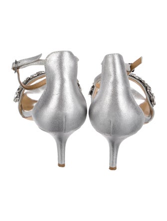 Badgley Mischka Satin Crystal Embellishments Slingback Sandals
