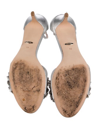 Badgley Mischka Satin Crystal Embellishments Slingback Sandals